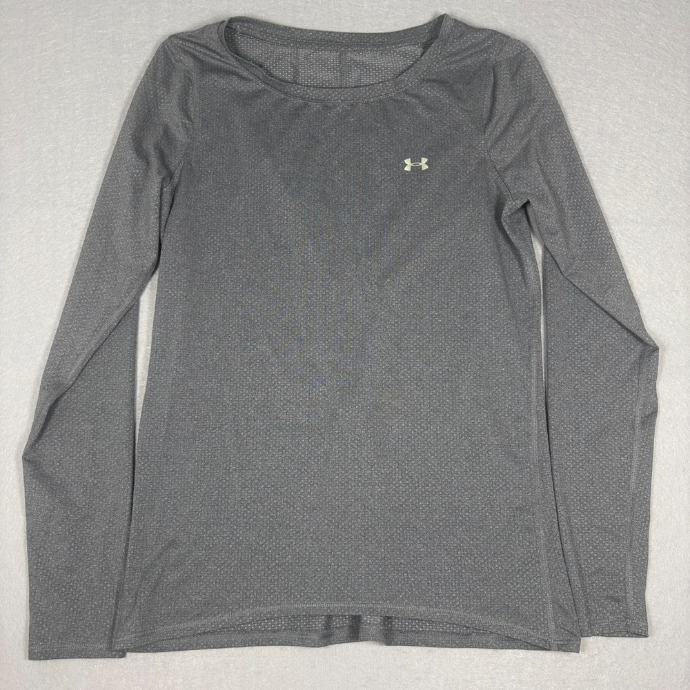 Under Armour Women's Long Sleeve Shirt Gray Baselayer Size Small Athletic Gym